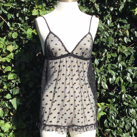 Honeydew Intimates Other - Honeydew Sheer Mesh Polka Dot Tie Back Top S